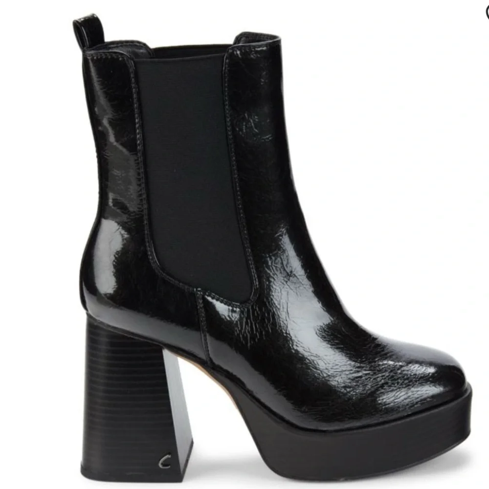 CIRUS BY SAM EDELMAN STACE FLARE HEEL PLATFORM CHELSEA BOOTS 9.5